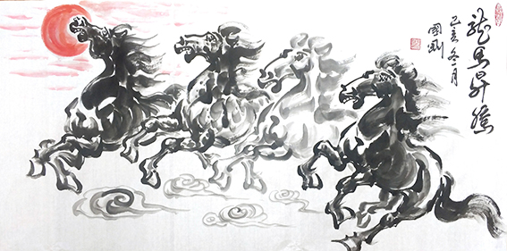 潘国刚横幅作品 《龙马昇腾》